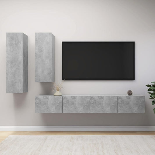 Berkfield 4 Piece TV Cabinet Set Concrete Grey Engineered Wood