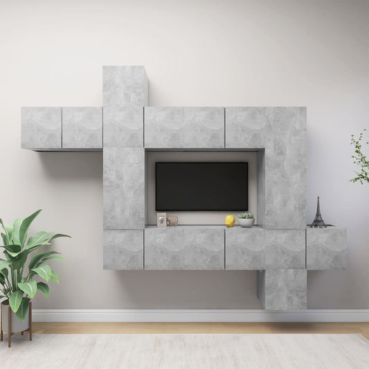 Berkfield 10 Piece TV Cabinet Set Concrete Grey Engineered Wood