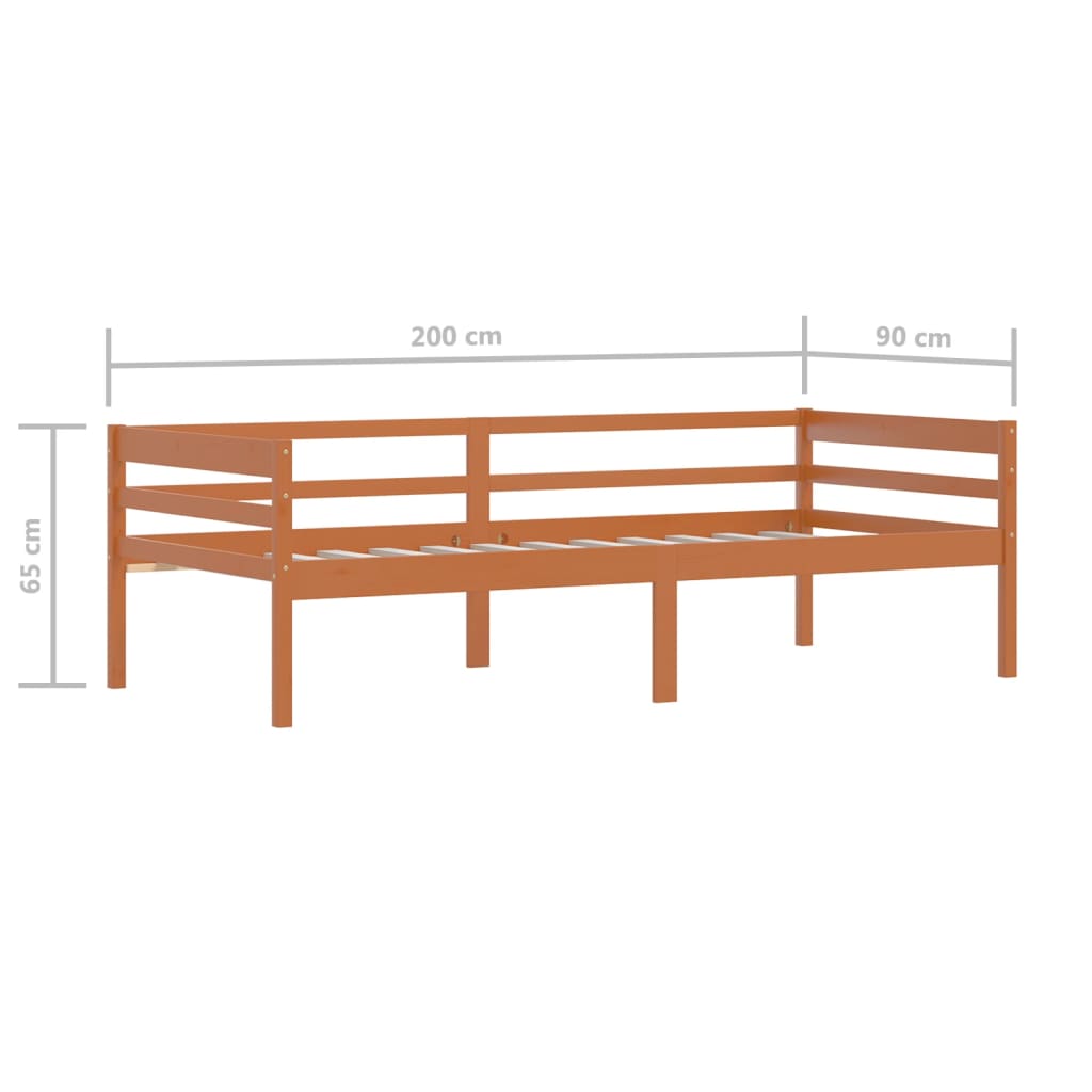 Berkfield Bed Frame Honey Brown Solid Pinewood 90x200 cm