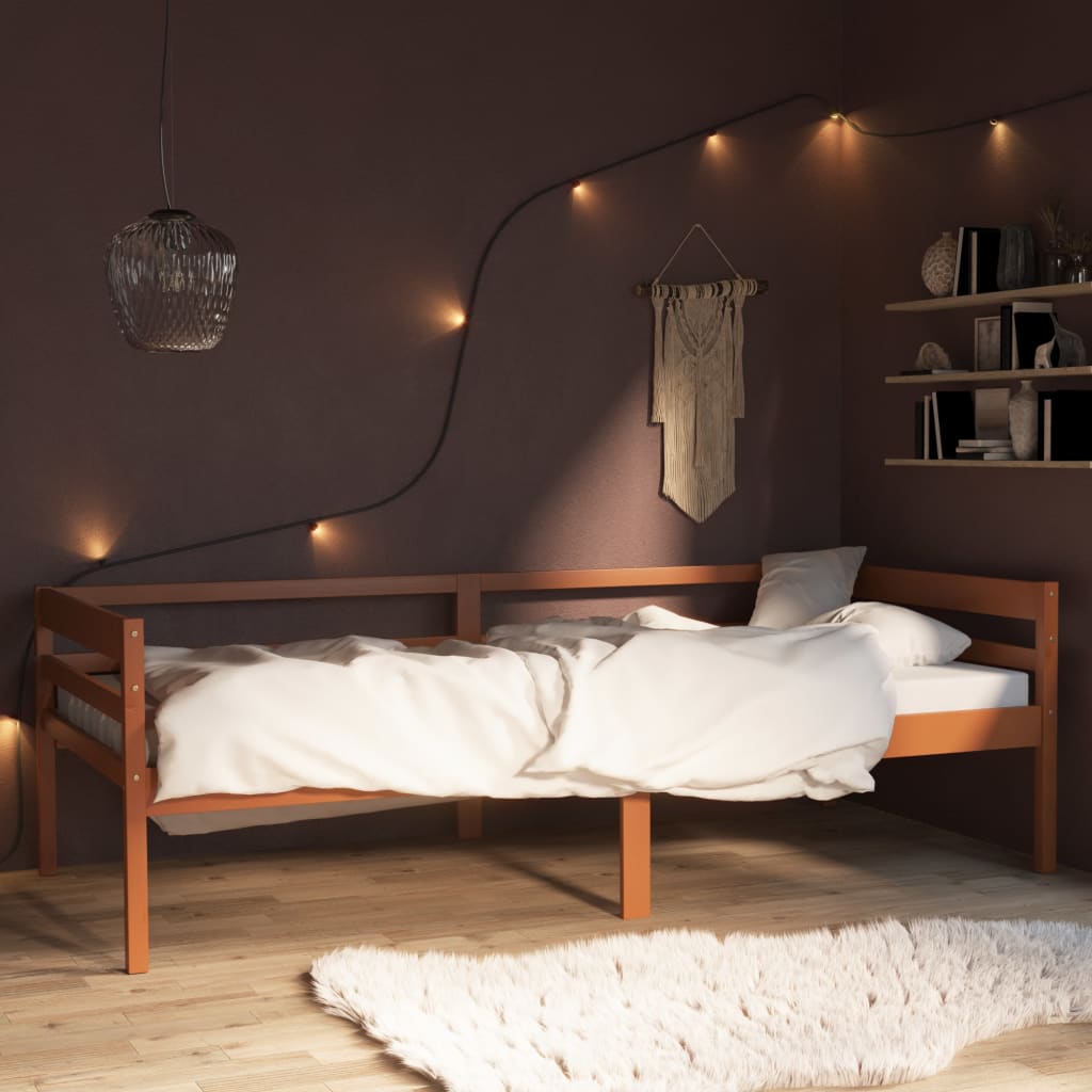 Berkfield Bed Frame Honey Brown Solid Pinewood 90x200 cm