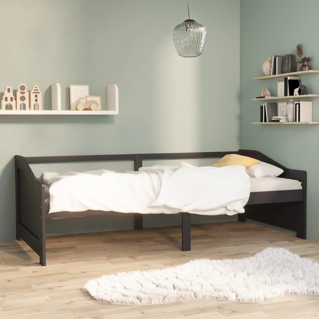 Berkfield 3-Seater Day Bed Dark Grey Solid Pinewood 90x200 cm
