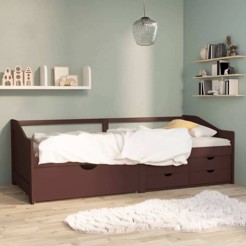 Berkfield 3-Seater Day Bed with Drawers Dark Brown Solid Pinewood 90x200 cm