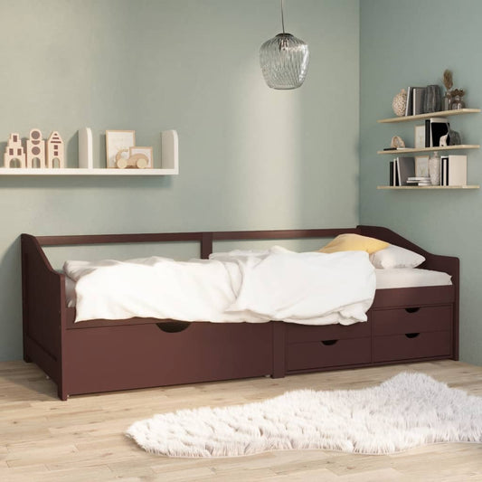 Berkfield 3-Seater Day Bed with Drawers Dark Brown Solid Pinewood 90x200 cm