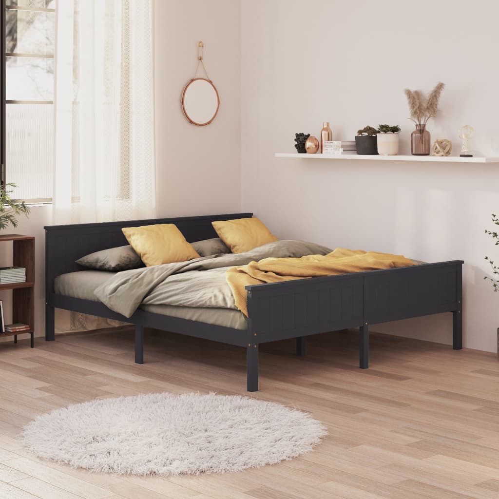 Berkfield Bed Frame Grey Solid Wood Pine 200x200 cm