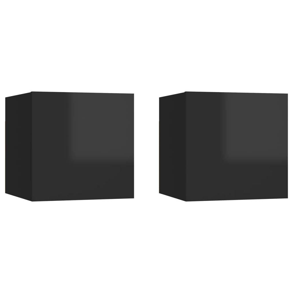 Berkfield Bedside Cabinets 2 pcs High Gloss Black 30.5x30x30 cm Engineered Wood