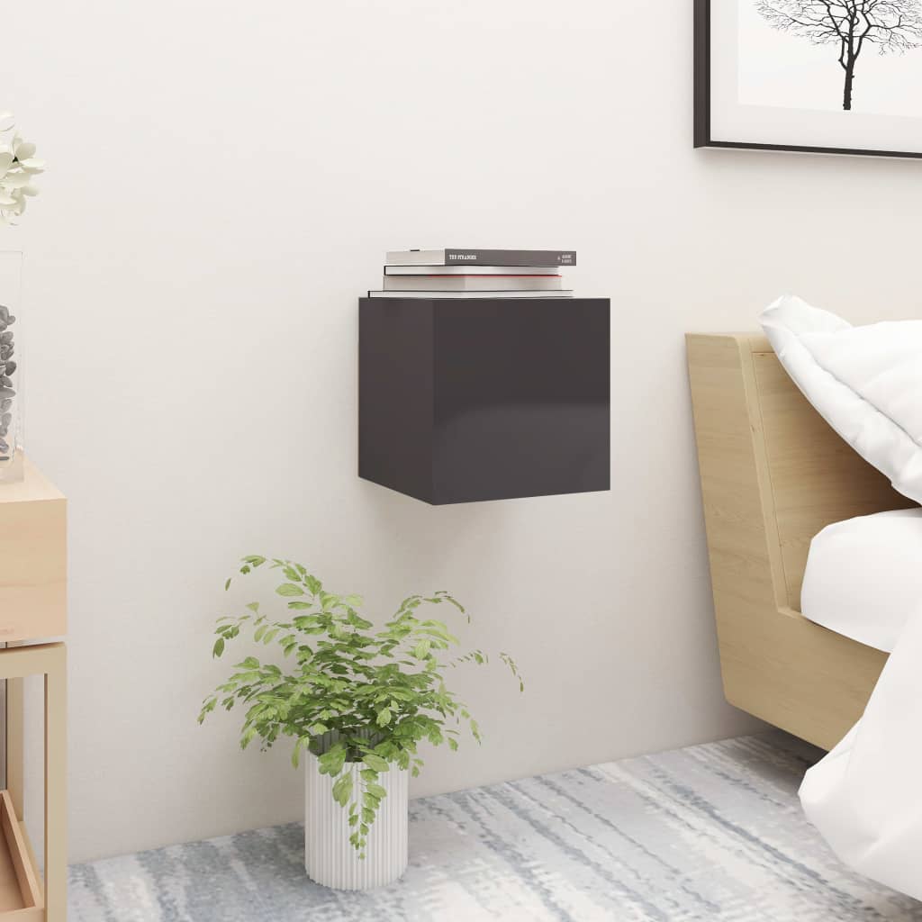 Berkfield Bedside Cabinet High Gloss Grey 30.5x30x30 cm Engineered Wood