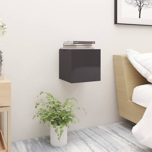 Berkfield Bedside Cabinet High Gloss Grey 30.5x30x30 cm Engineered Wood