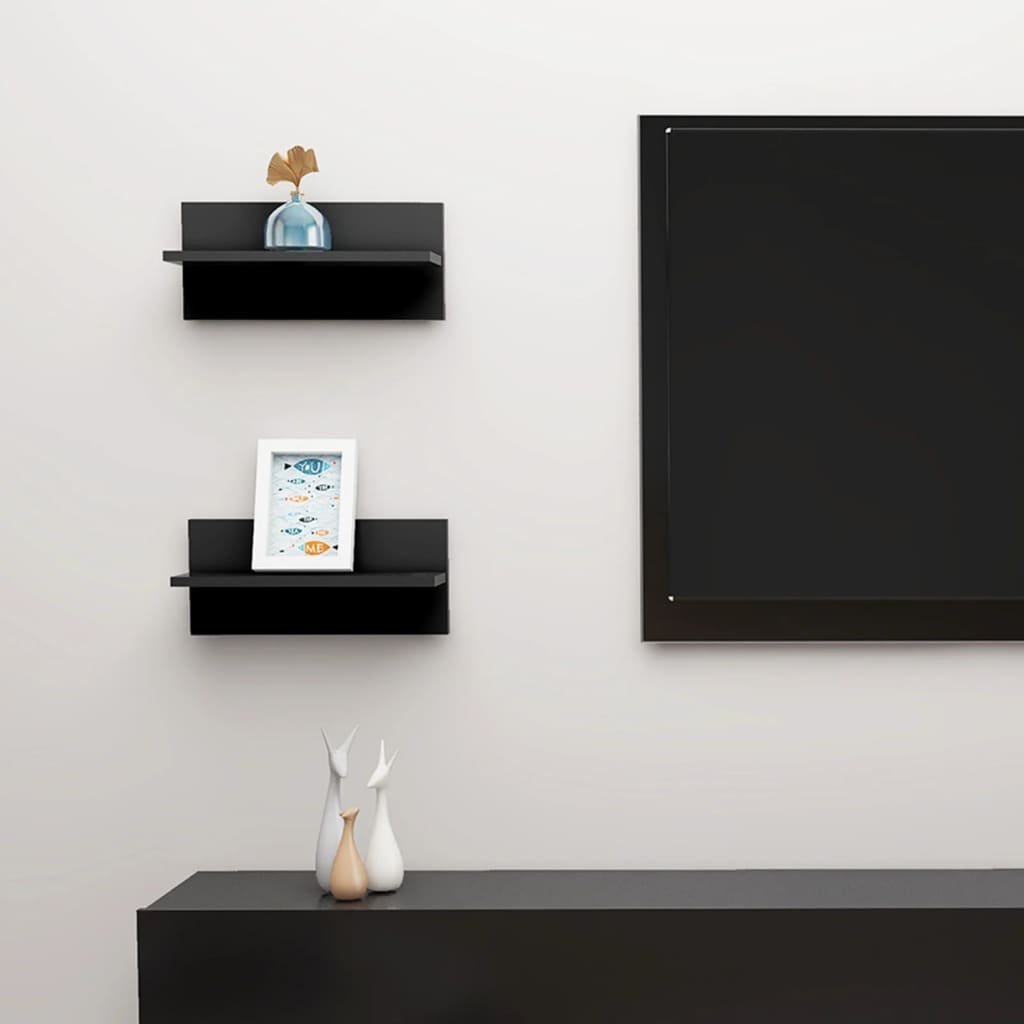 Berkfield Wall Shelf 2 pcs Black 40x11.5x18 cm Engineered Wood
