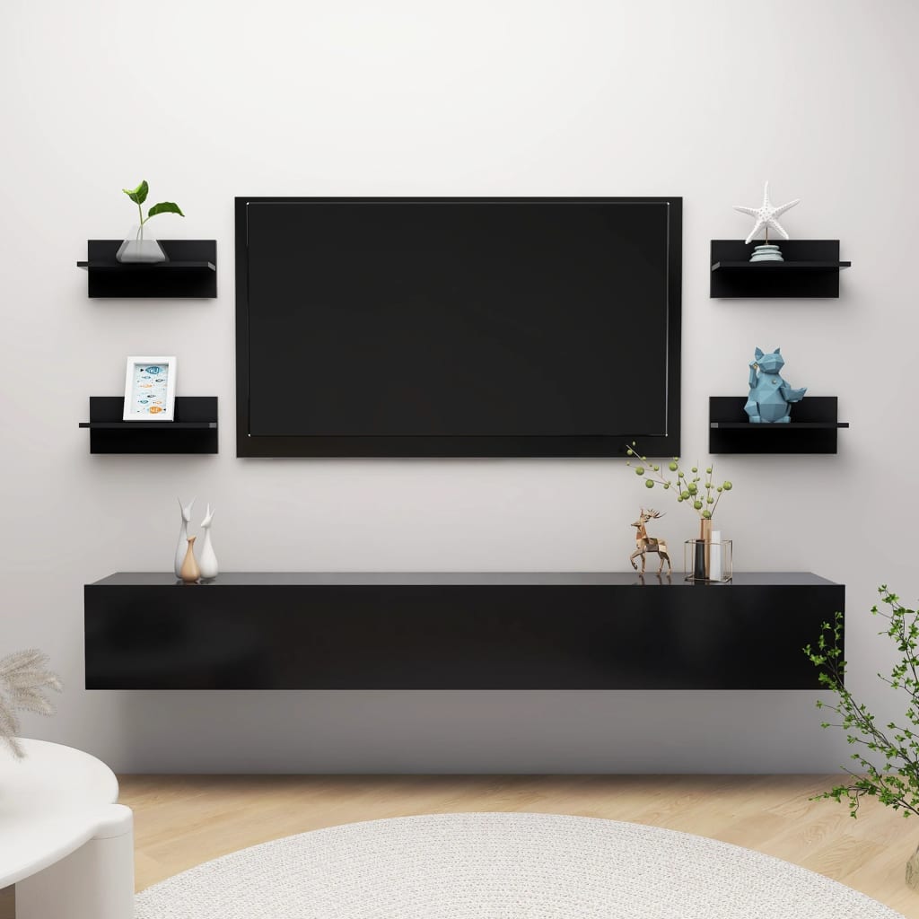 Berkfield Wall Shelf 4 pcs Black 40x11.5x18 cm Engineered Wood