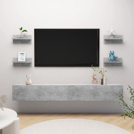 Berkfield Wall Shelf 4pcs Concrete Grey 40x11.5x18cm Engineered Wood