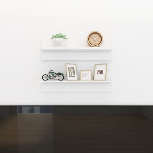 Berkfield Wall Shelf 2 pcs White 60x11.5x18 cm Engineered Wood