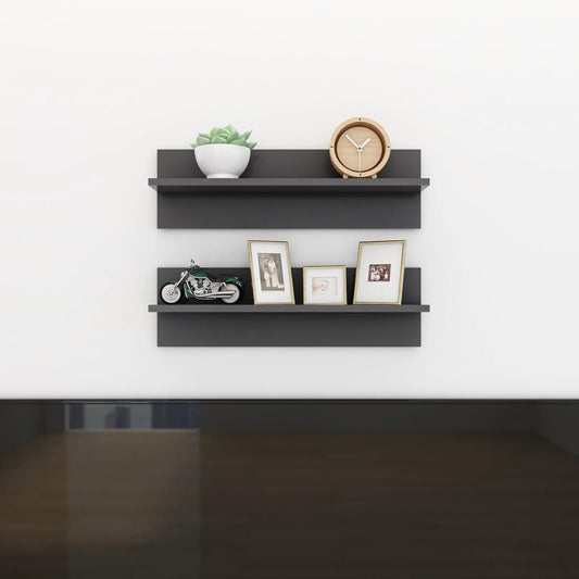 Berkfield Wall Shelf 2 pcs Grey 60x11.5x18 cm Engineered Wood