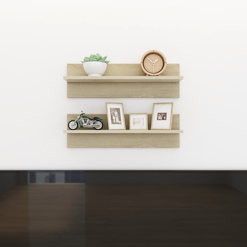 Berkfield Wall Shelf 2 pcs Sonoma Oak 60x11.5x18 cm Engineered Wood