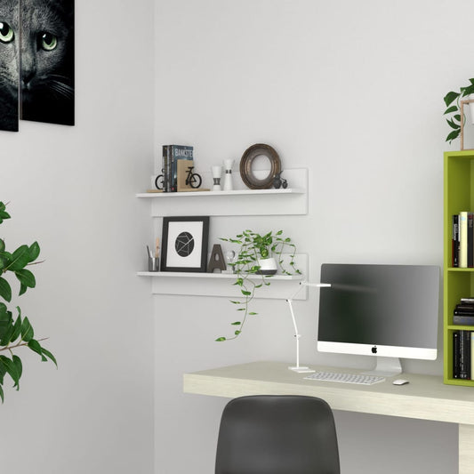 Berkfield Wall Shelf 2 pcs White 80x11.5x18 cm Engineered Wood