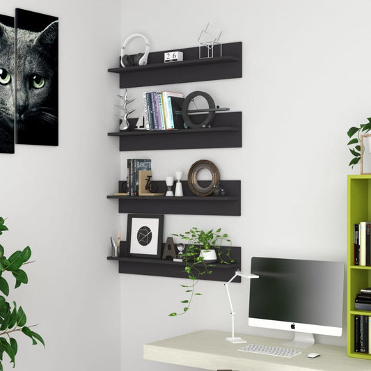 Berkfield Wall Shelf 4 pcs Grey 80x11.5x18 cm Engineered Wood