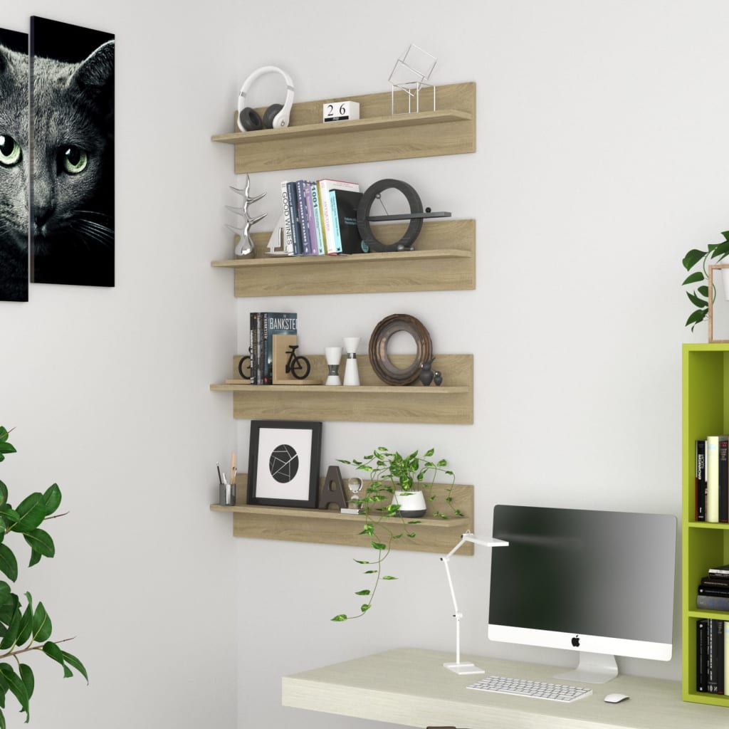 Berkfield Wall Shelf 4 pcs Sonoma Oak 80x11.5x18 cm Engineered Wood
