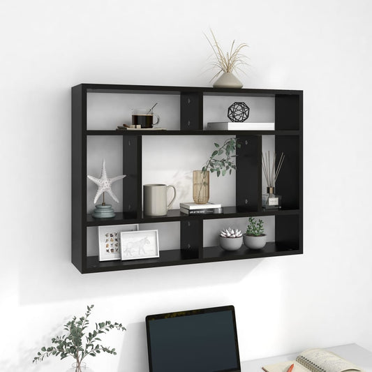 Berkfield Wall Shelf Black 75x16x55 cm Engineered Wood