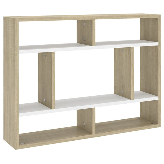 Berkfield Wall Shelf White and Sonoma Oak 75x16x55 cm Engineered Wood