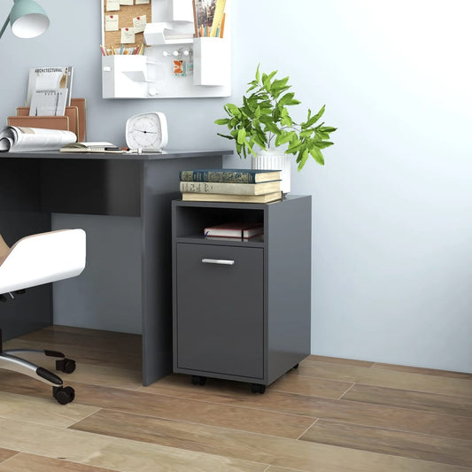 Berkfield Side Cabinet with Wheels Grey 33x38x60 cm Engineered Wood