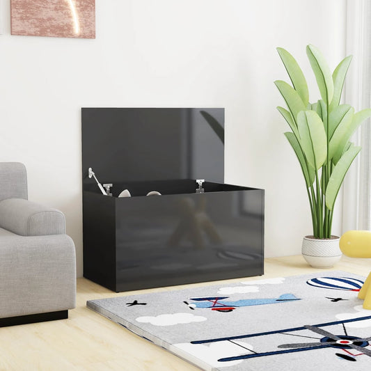 Berkfield Storage Chest High Gloss Grey 84x42x46 cm Engineered Wood