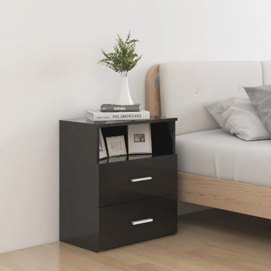 Berkfield Bed Cabinet High Gloss Black 50x32x60cm