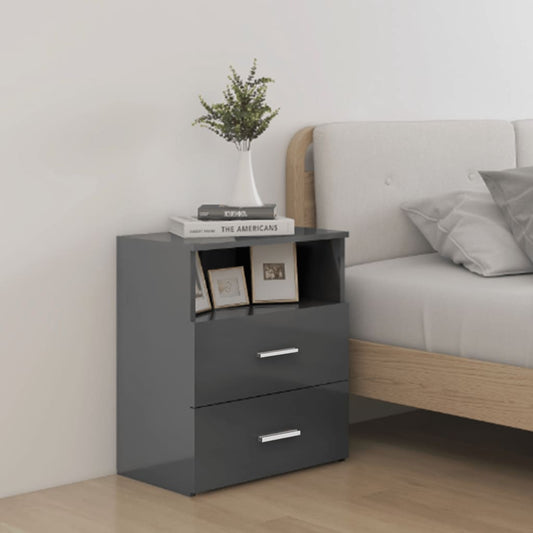 Berkfield Bed Cabinets 2 pcs High Gloss Grey 50x32x60 cm