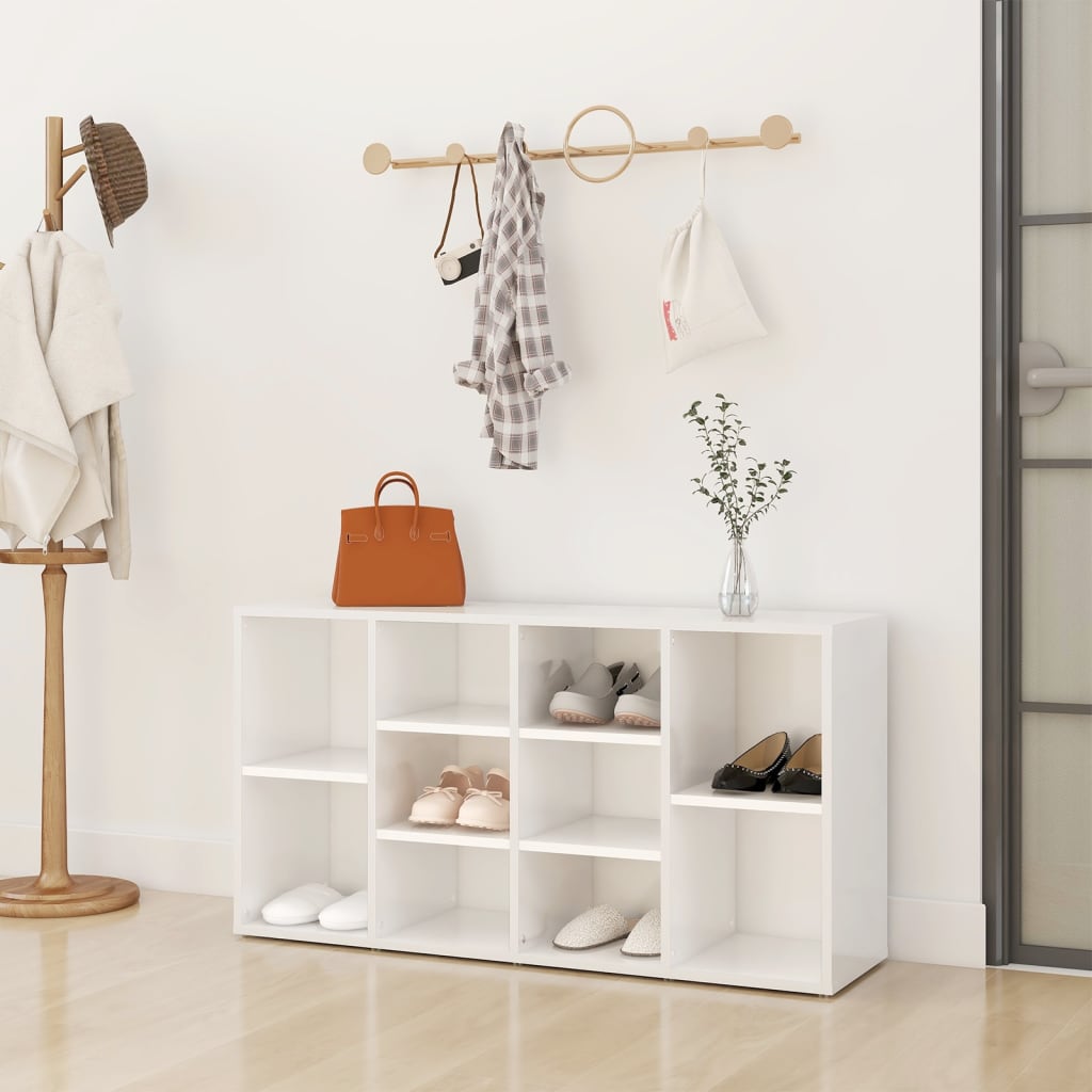 Berkfield Shoe Bench High Gloss White 103x30x54.5 cm Engineered Wood