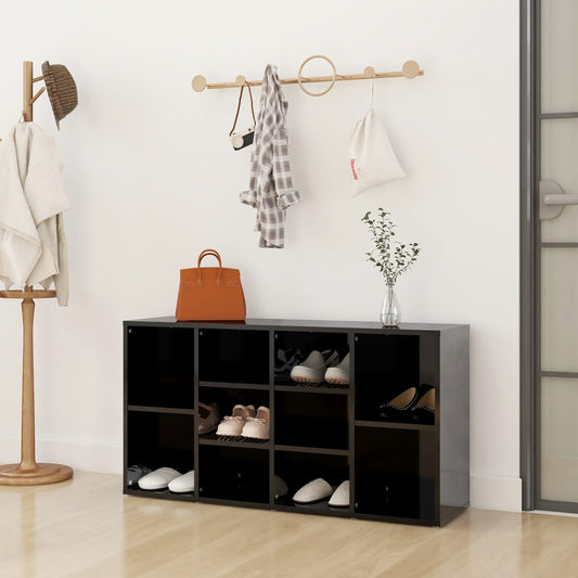 Berkfield Shoe Bench High Gloss Black 103x30x54.5 cm Engineered Wood