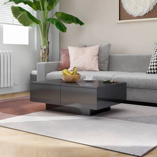 Berkfield Coffee Table High Gloss Grey 90x60x31 cm Engineered Wood