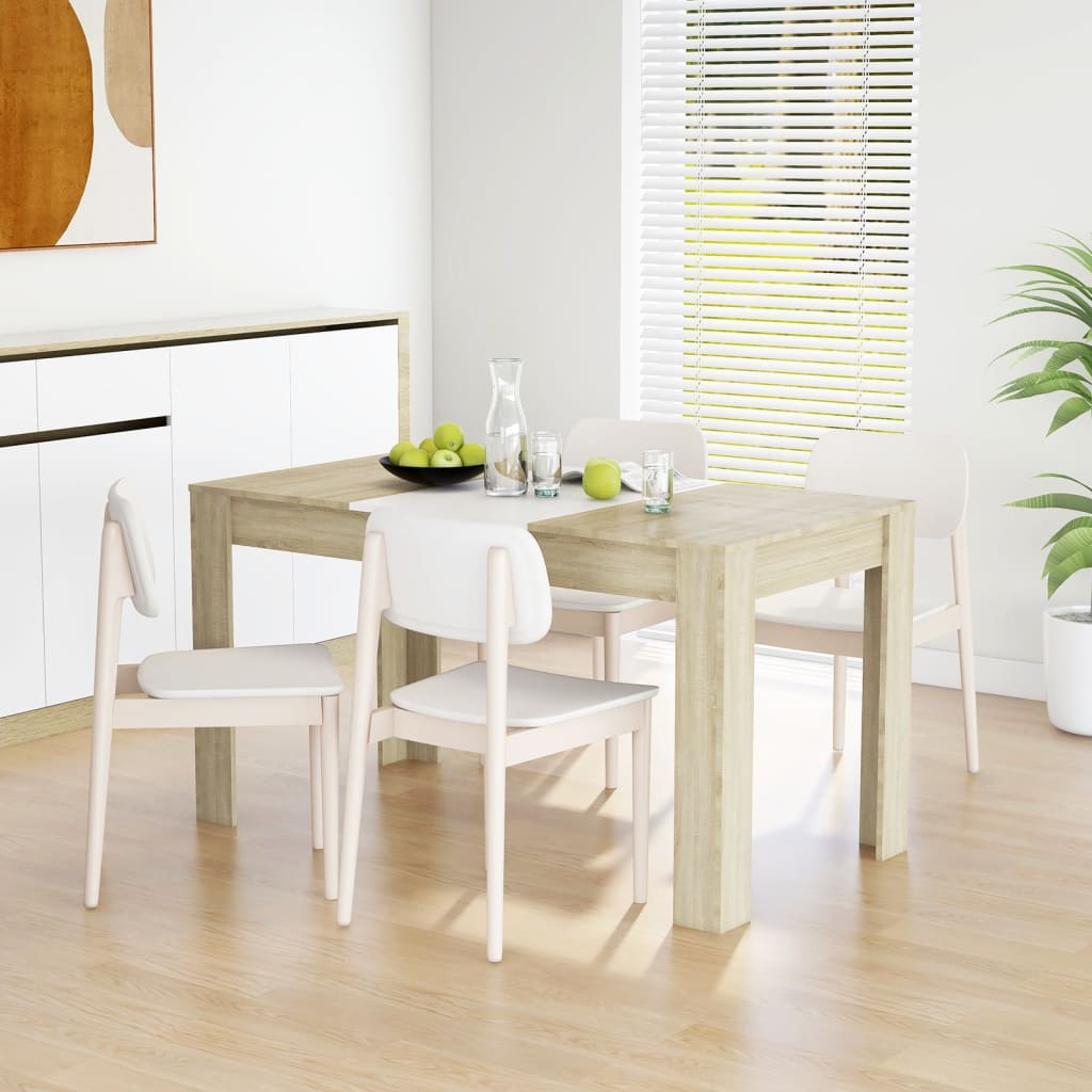 Berkfield Dining Table White and Sonoma Oak 140x74.5x76 cm Engineered Wood