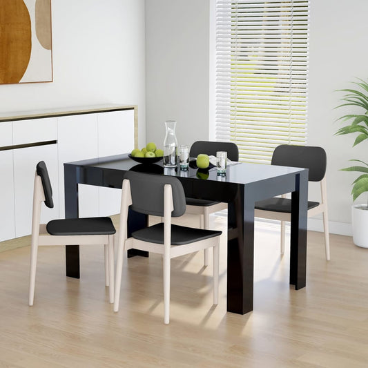 Berkfield Dining Table High Gloss Black 140x74.5x76 cm Engineered Wood