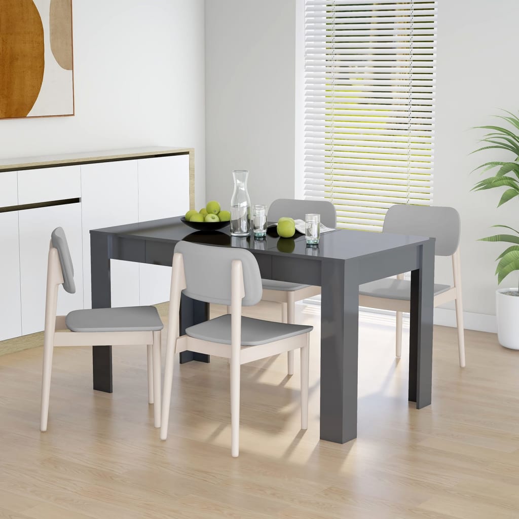Berkfield Dining Table High Gloss Grey 140x74.5x76 cm Engineered Wood