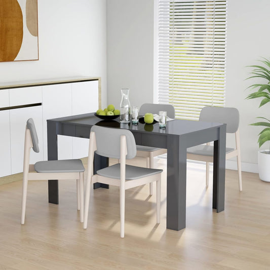 Berkfield Dining Table High Gloss Grey 140x74.5x76 cm Engineered Wood