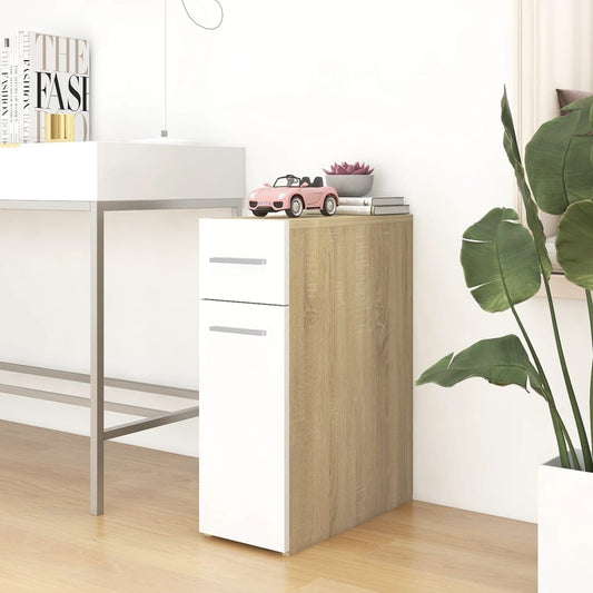 Berkfield Apothecary Cabinet White and Sonoma Oak 20x45.5x60 cm Engineered Wood