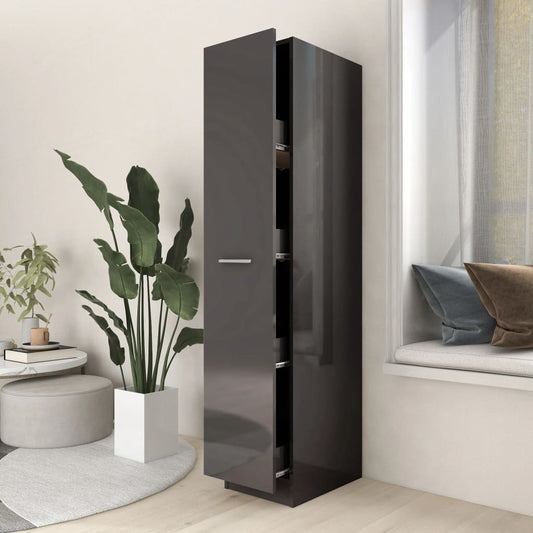 Berkfield Apothecary Cabinet High Gloss Grey 30x42.5x150 cm Engineered Wood