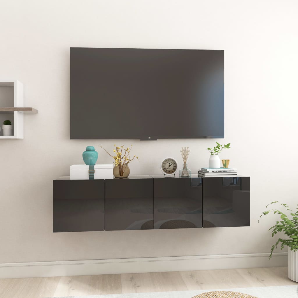 Berkfield Hanging TV Cabinets 2 pcs High Gloss Black 60x30x30 cm