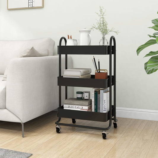 Berkfield 3-Tier Trolley Black 43x34x79 cm Steel
