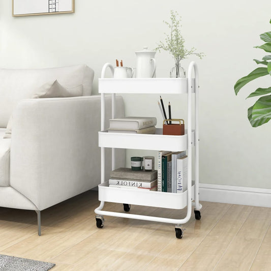 Berkfield 3-Tier Trolley White 43x34x79 cm Steel