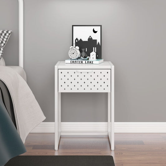 Berkfield Nightstand White 38x35x54 cm Steel
