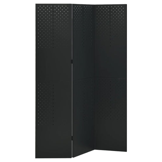 Berkfield 3-Panel Room Divider Black 120x180 cm Steel
