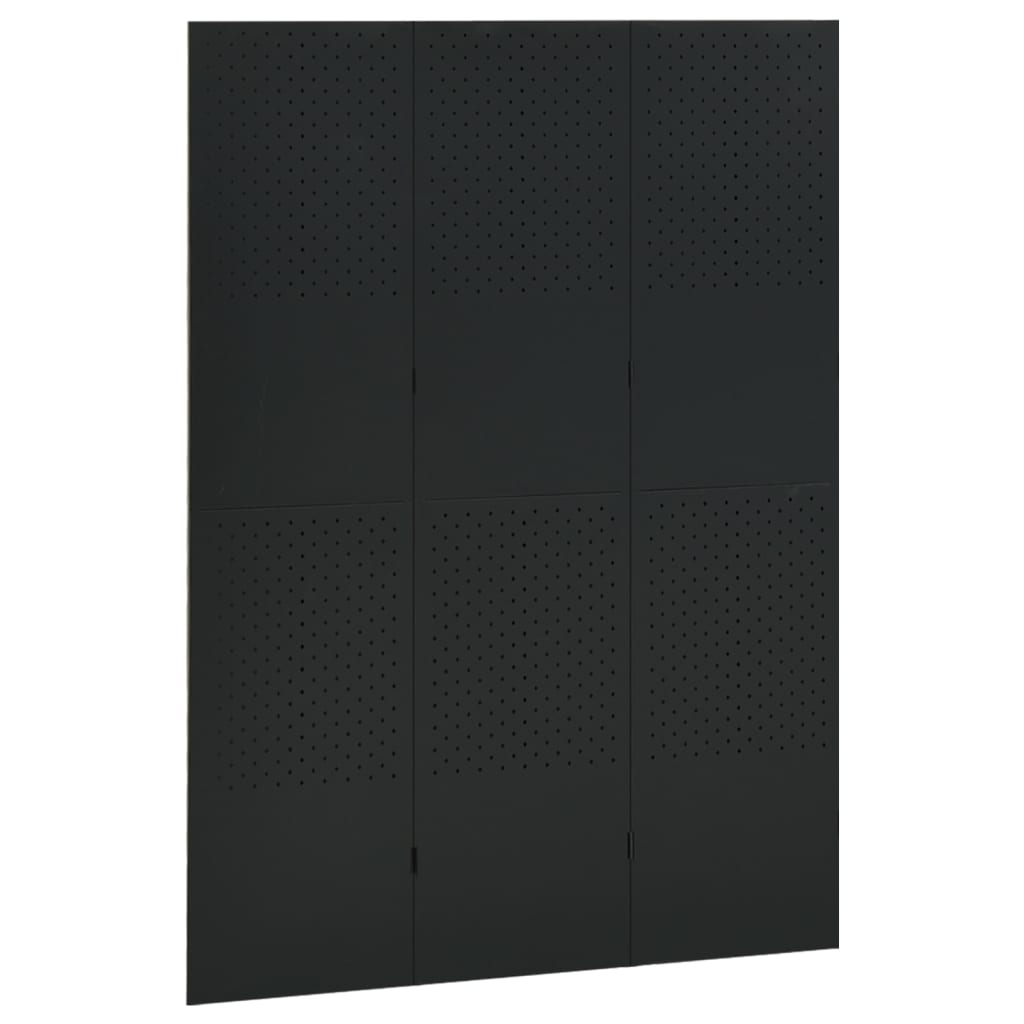 Berkfield 3-Panel Room Divider Black 120x180 cm Steel