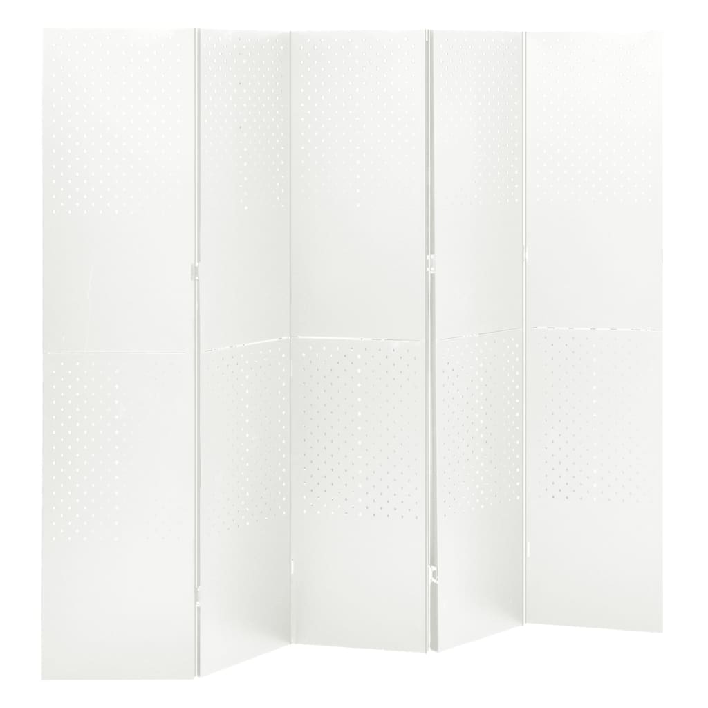 Berkfield 5-Panel Room Divider White 200x180 cm Steel