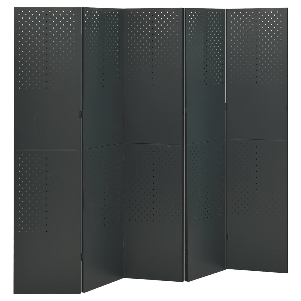 Berkfield 5-Panel Room Divider Anthracite 200x180 cm Steel