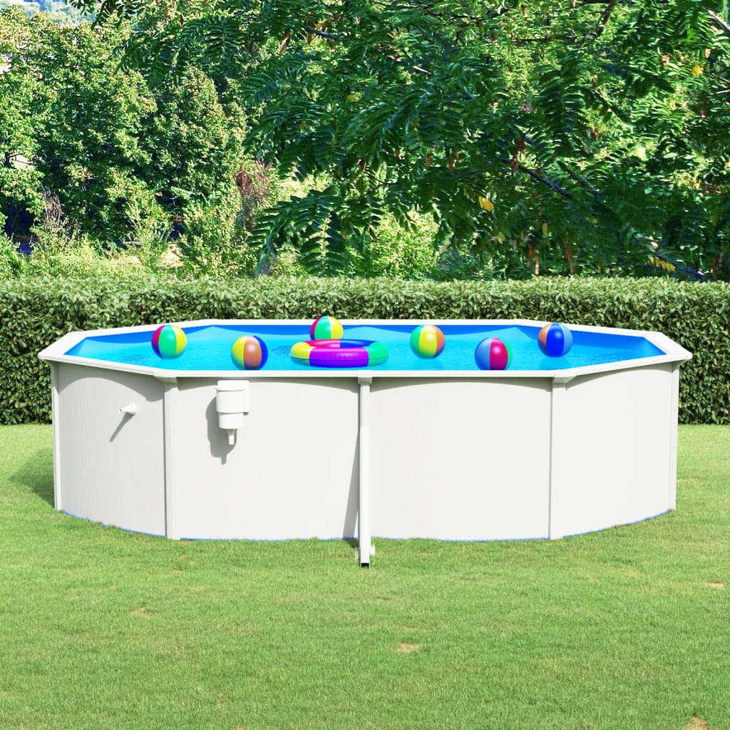 Berkfield Swimming Pool with Steel Wall Oval 490x360x120 cm White