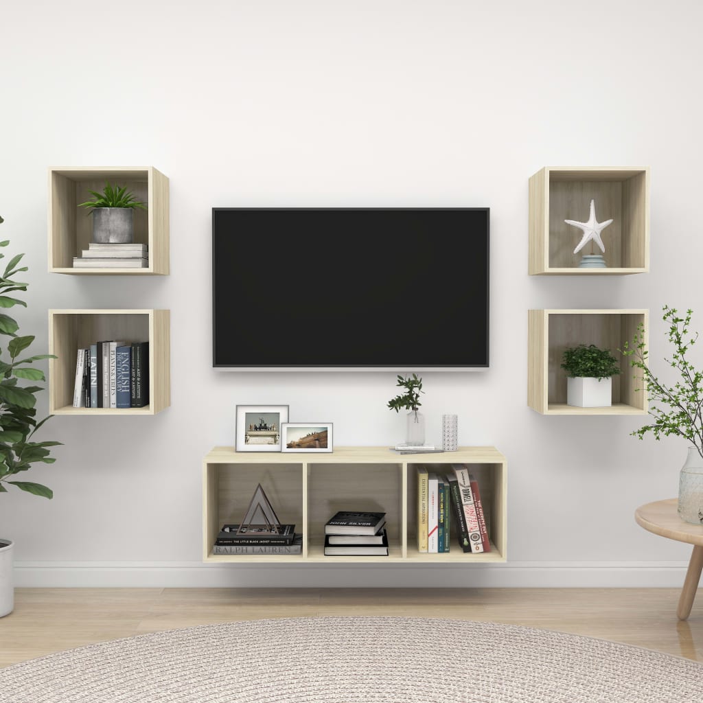 Berkfield 5 Piece TV Cabinet Set Sonoma Oak Engineered Wood
