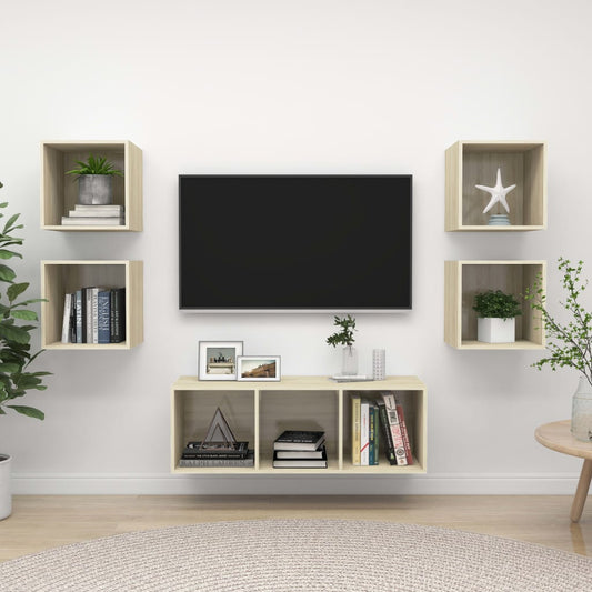Berkfield 5 Piece TV Cabinet Set Sonoma Oak Engineered Wood