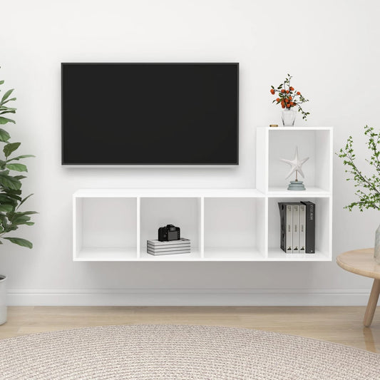 Berkfield 2 Piece TV Cabinet Set White Engineered Wood