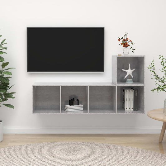 Berkfield 2 Piece TV Cabinet Set Concrete Grey Engineered Wood