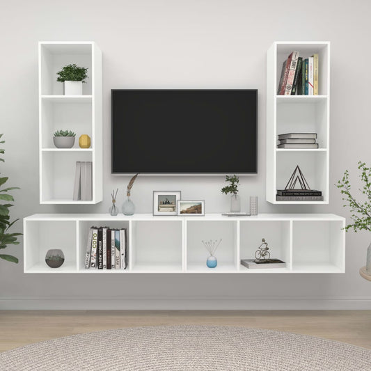 Berkfield Wall-mounted TV Cabinets 4 pcs White Engineered Wood