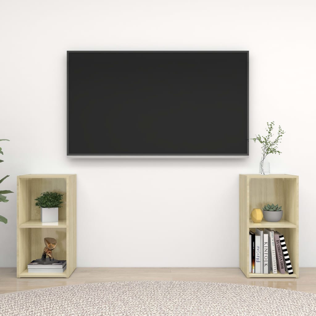 Berkfield TV Cabinets 2 pcs Sonoma Oak 72x35x36.5 cm Engineered Wood